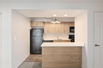 Kitchen with wooden island 